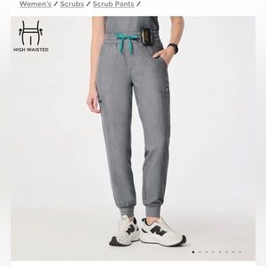 High Waisted Uman Relaxed Jogger Scrub Pants Graphite Size Large